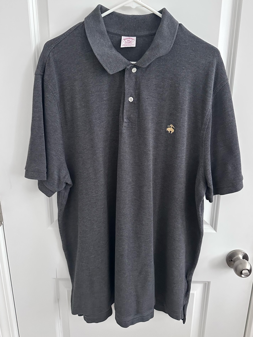 Brooks Brothers Men’s Gray Polo Shirt Embroidered Logo Short Sleeve Size XXL